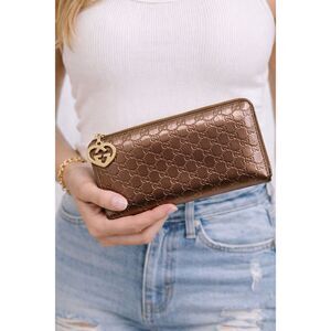 Gucci Microguccissima Patent Leather Heart Zip Wallet Metallic Brown GG